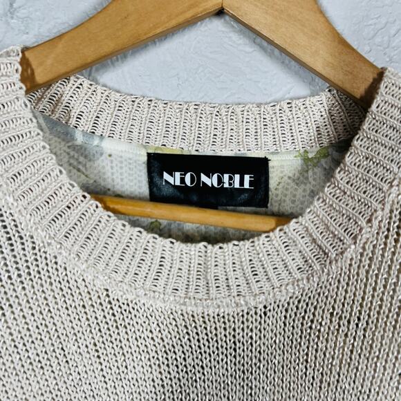 NEW! Neo Noble Sweater Blouse Set Sheer Tunic Knit Sweater - L - Picture 3 of 5
